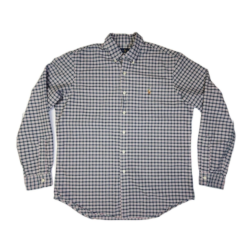 Polo Ralph Lauren Mens Large Plaid Oxford Button Down Shirt Pony Logo Cotton